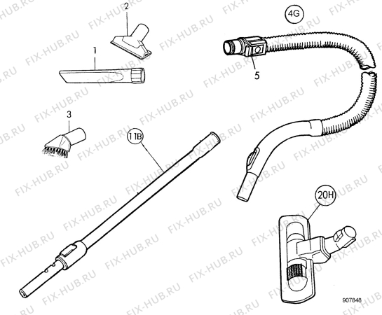 Взрыв-схема пылесоса Electrolux Z5148 - Схема узла Accessories